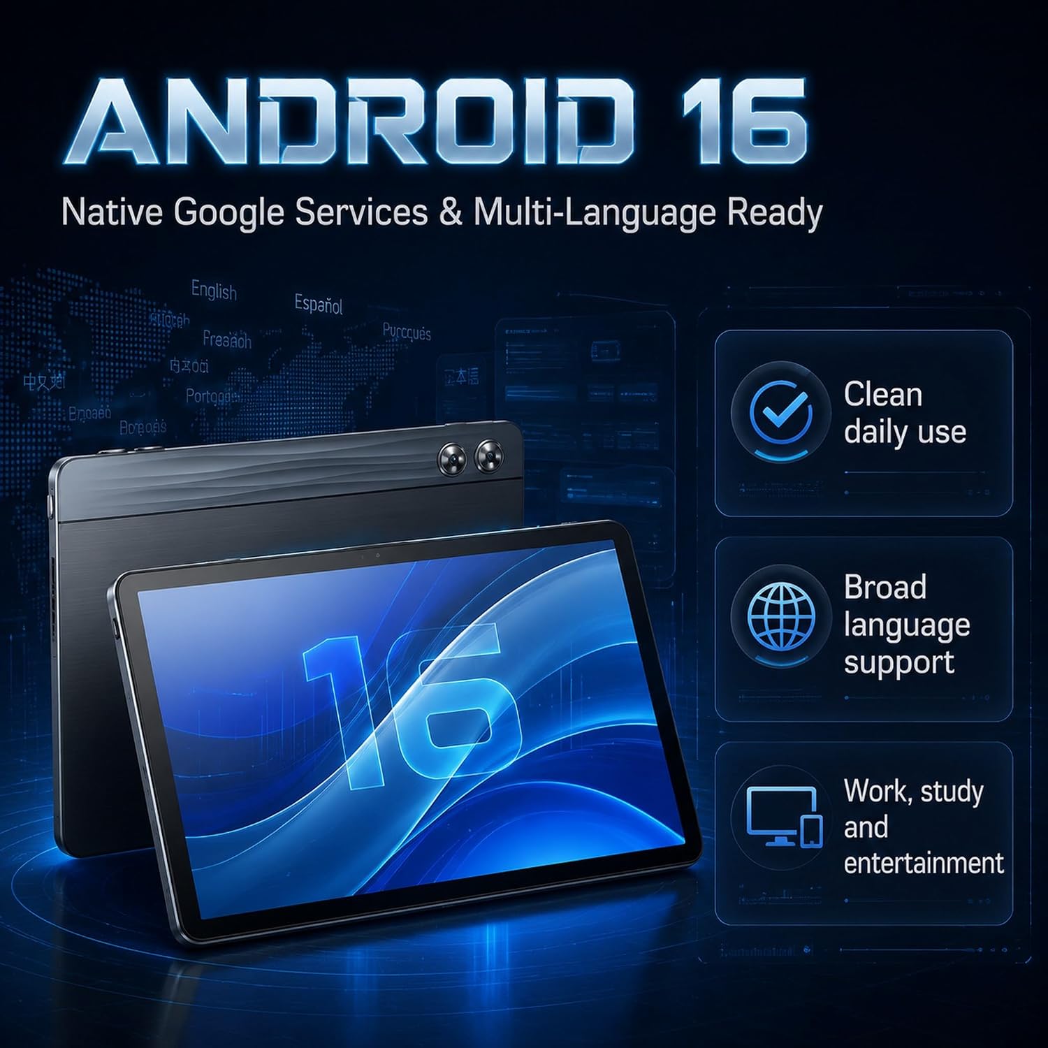 Android Tablet 11 inch with Octa-Core Processor, 36GBRAM+128GB Storage, 7800mAh Large Battery, Gemini AI, 1TB Expandable, 5G/2.4G WiFi, BT 5.4,Dual Camera, Tablet for Study, Business&Entertainment - Image 2