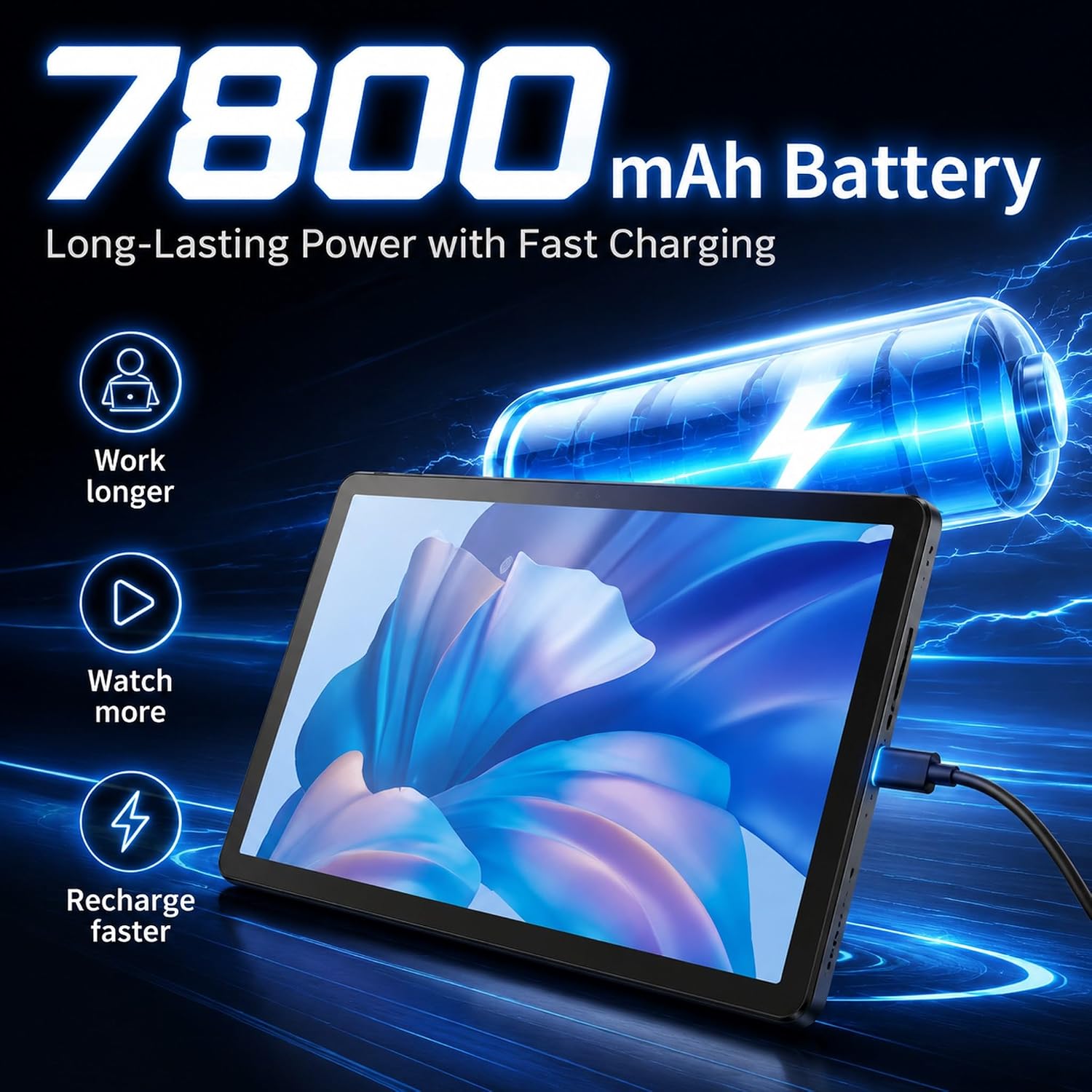 Android Tablet 11 inch with Octa-Core Processor, 36GBRAM+128GB Storage, 7800mAh Large Battery, Gemini AI, 1TB Expandable, 5G/2.4G WiFi, BT 5.4,Dual Camera, Tablet for Study, Business&Entertainment - Image 5